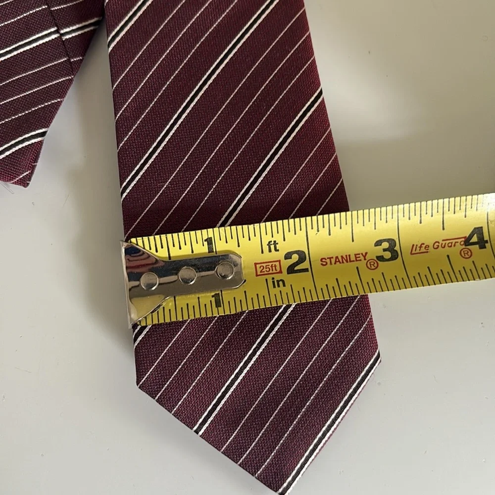 John Varvatos Burgundy Striped Narrow Silk Tie